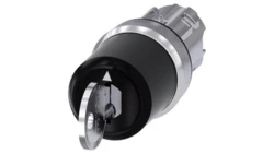 Key-operated switch IKON, 22 mm, round, metal, 3 switch positions I-O-II 3SU1050-5XL11-0AA0