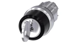 PRZEŁĄCZNIK Z KLUCZEM RONIS, 22MM, OKRĄGŁY, METAL, BŁYSZCZĄCY, NR ZAMKA SB30, Z 2 KLUCZAMI, 3 POZ. I-O-II, BEZ3SU1050-4BL01-0AA0