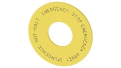 Etkieta żółta podkładkowa 60mm do otworów 22mm inskrypcja w 4 językach DE EN FR IT SIRIUS ACT 3SU1900-0BN31-0NC0 /10szt./