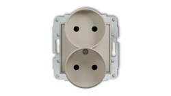 MINI Mechanizm gniazda podwójnego do ramki bez uziemienia 2x2P (przesłony torów prądowych) taupe 60MGPR-2p
