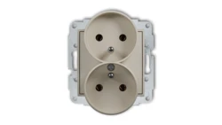 MINI Mechanizm gniazda podwójnego do ramki z uziemieniem 2x(2P+Z) (bez przesłon torów prądowych) taupe 60MGPR-2z