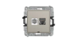 MINI Mechanizm gniazda antenowego F (SAT) + gniazda komp. 1xRJ45, kat. 6 ekranowany, 8-stykowy, bez opisu taupe 60MGFKBO-5