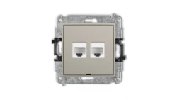 MINI Mechanizm gniazda komputerowego podwójnego 2xRJ45, kat. 5e, 8-stykowy, bez pola opisowego taupe 60MGKBO-2