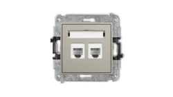 MINI Mechanizm gniazda telefonicznego podwójnego 2xRJ11, 4-stykowy, beznarzędziowe taupe 60MGT-2