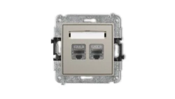 MINI Mechanizm gniazda komputerowego podwójnego 2xRJ45, kat. 8, ekranowany, 8-stykowy taupe 60MGK-12
