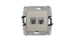 MINI Mechanizm gniazda komputerowego podwójnego 2xRJ45, kat. 8, ekranowany, 8-stykowy, bez pola opisowego taupe 60MGKBO-12