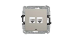 MINI Mechanizm gniazda komputerowego podwójnego 2xRJ45, kat. 6, 8-stykowy, bez pola opisowego taupe 60MGKBO-4