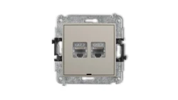 MINI Mechanizm gniazda komputerowego podwójnego 2xRJ45, kat. 7, ekranowany, 8-stykowy, bez pola opisowego taupe 60MGKBO-10