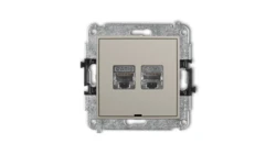 MINI Mechanizm gniazda komputerowego podwójnego 2xRJ45, kat. 6, ekranowany, 8-stykowy, bez pola opisowego taupe 60MGKBO-6