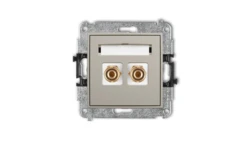 MINI Mechanizm gniazda głośnikowego pojedynczego (typu banan - czerwony i czarny, pozłacany, 4 mm2, do lutowania) taupe 60MGG-3