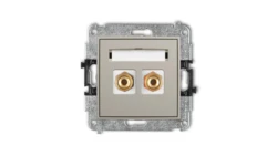 MINI Mechanizm gniazda głośnikowego pojedynczego (typu banan - czerwony i czarny, pozłacany, 4 mm2, skręcany) taupe 60MGG-4