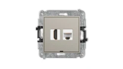 MINI Mechanizm gniazda pojedynczego HDMI 2.0, 4K + gniazda komp. poj. 1xRJ45, kat. 5e, 8-stykowy, bez opisu taupe 60MGHKBO