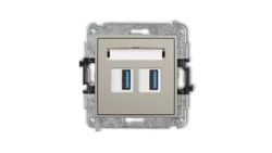 MINI Mechanizm gniazda podwójnego 2xUSB A-A 3.0 taupe 60MGUSB-6