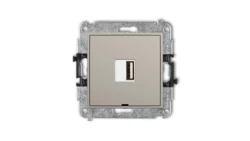 MINI Mechanizm ładowarki USB pojedynczej USB A, 10W max., 5V, 2A, bez pola opisowego taupe 60MCUSBBO-3