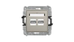 MINI Mechanizm ładowarki USB podwójnej 2xUSB A, 15,5W max., 5V, 3.1A taupe 60MCUSB-6