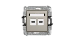MINI Mechanizm ładowarki USB podwójnej 2xUSB C, 20W max. taupe 60MCUSB-7