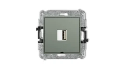 MINI Mechanizm ładowarki USB pojedynczej USB A, 10W max., 5V, 2A, bez pola opisowego szałwiowy 61MCUSBBO-3