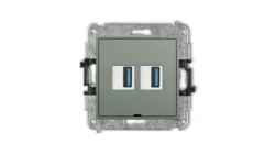 MINI Mechanizm gniazda podwójnego 2xUSB A-A 3.0, bez pola opisowego szałwiowy 61MGUSBBO-6