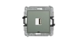 MINI Mechanizm ładowarki USB pojedynczej USB A, 5W max., 5V, 1A, bez pola opisowego szałwiowy 61MCUSBBO-1