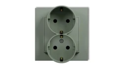 MINI Gniazdo podwójne z uziemieniem SCHUKO 2x(2P+Z) (przesłony torów prądowych) szałwiowy 61MGP-2sp