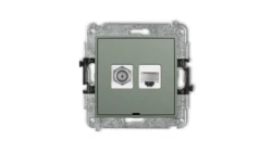 MINI Mechanizm gniazda antenowego poj. typu F (SAT) + gniazda komp. 1xRJ45, kat. 6, 8-stykowy, bez opisu szałwiowy 61MGFKBO-3