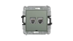 MINI Mechanizm gniazda komputerowego podwójnego 2xRJ45, kat. 7, ekranowany, 8-stykowy, bez pola opisowego szałwiowy 61MGKBO-10