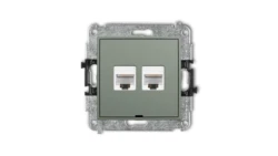 MINI Mechanizm gniazda komputerowego podwójnego 2xRJ45, kat. 6A, 8-stykowy, bez pola opisowego szałwiowy 61MGKBO-8