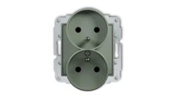 MINI Mechanizm gniazda podwójnego do ramki z uziemieniem 2x(2P+Z) (przesłony torów prądowych) szałwiowy 61MGPR-2zp