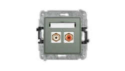 MINI Mechanizm gniazda podwójnego RCA (typu cinch - biały i czerwony, pozłacany) szałwiowy 61MGRCA-2