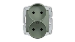 MINI Mechanizm gniazda podwójnego do ramki bez uziemienia 2x2P (przesłony torów prądowych) szałwiowy 61MGPR-2p