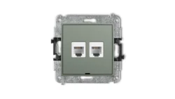 MINI Mechanizm gniazda telefonicznego podwójnego 2xRJ11, 4-stykowy, beznarzędziowe, bez pola opisowego szałwiowy 61MGTBO-2