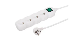 Przedłużacz 4-gniazdowy, 5m biały, z łącznikiem, 3x1,0mm OWY 35450