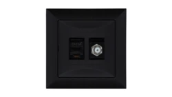 Gniazdo podtynkowe typu F + gn. RJ-45 Pola czarny, 33205