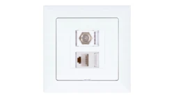 Gniazdo podtynkowe typu F + gn. RJ-45 Pola białe, 33026