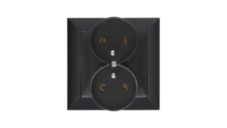 Gniazdo podtynkowe podwójne 2x2p+Z do ramki, Pola czarne, 33207