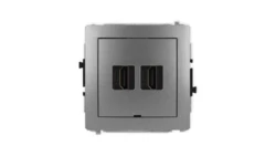 DECO Mechanizm gniazda podwójnego HDMI 2.1, 8K, bez pola opisowego grafitowy 11DHDMIBO-6