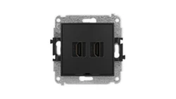 MINI Mechanizm gniazda podwójnego HDMI 2.1, 8K, bez pola opisowego czarny mat 12MHDMIBO-6