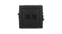 DECO Mechanizm gniazda podwójnego HDMI 2.1, 8K, bez pola opisowego czarny mat 12DHDMIBO-6