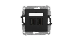 MINI Mechanizm gniazda podwójnego HDMI 2.1, 8K czarny mat 12MHDMI-6