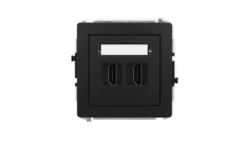 DECO Mechanizm gniazda podwójnego HDMI 2.1, 8K czarny mat 12DHDMI-6