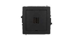 DECO Mechanizm gniazda pojedynczego HDMI 2.1, 8K, bez pola opisowego czarny mat 12DHDMIBO-5