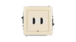DECO Mechanizm gniazda podwójnego HDMI 2.1, 8K, bez pola opisowego beżowy 1DHDMIBO-6