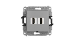 ICON Mechanizm gniazda podwójnego HDMI 2.1, 8K, bez pola opisowego szary mat 27IHDMIBO-6