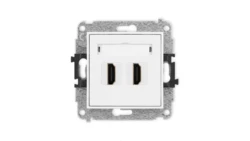 MINI Mechanizm gniazda podwójnego HDMI 2.1, 8K biały mat 25MHDMI-6