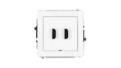 DECO Mechanizm gniazda podwójnego HDMI 2.1, 8K, bez pola opisowego biały mat 25DHDMIBO-6