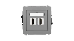 DECO Mechanizm gniazda podwójnego HDMI 2.1, 8K szary mat 27DHDMI-6