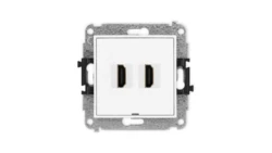 ICON Mechanizm gniazda podwójnego HDMI 2.1, 8K, bez pola opisowego biały mat 25IHDMIBO-6