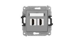 ICON Mechanizm gniazda podwójnego HDMI 2.1, 8K szary mat 27IHDMI-6