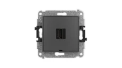 ICON Mechanizm gniazda pojedynczego HDMI 2.1, 8K, bez pola opisowego grafitowy mat 28IHDMIBO-5