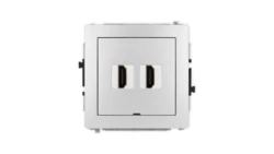 DECO Mechanizm gniazda podwójnego HDMI 2.1, 8K, bez pola opisowego srebrny metalik 7DHDMIBO-6